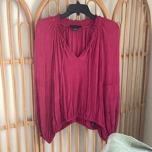 Evereve Sanctuary Pink Peasant Boho Blouse Medium